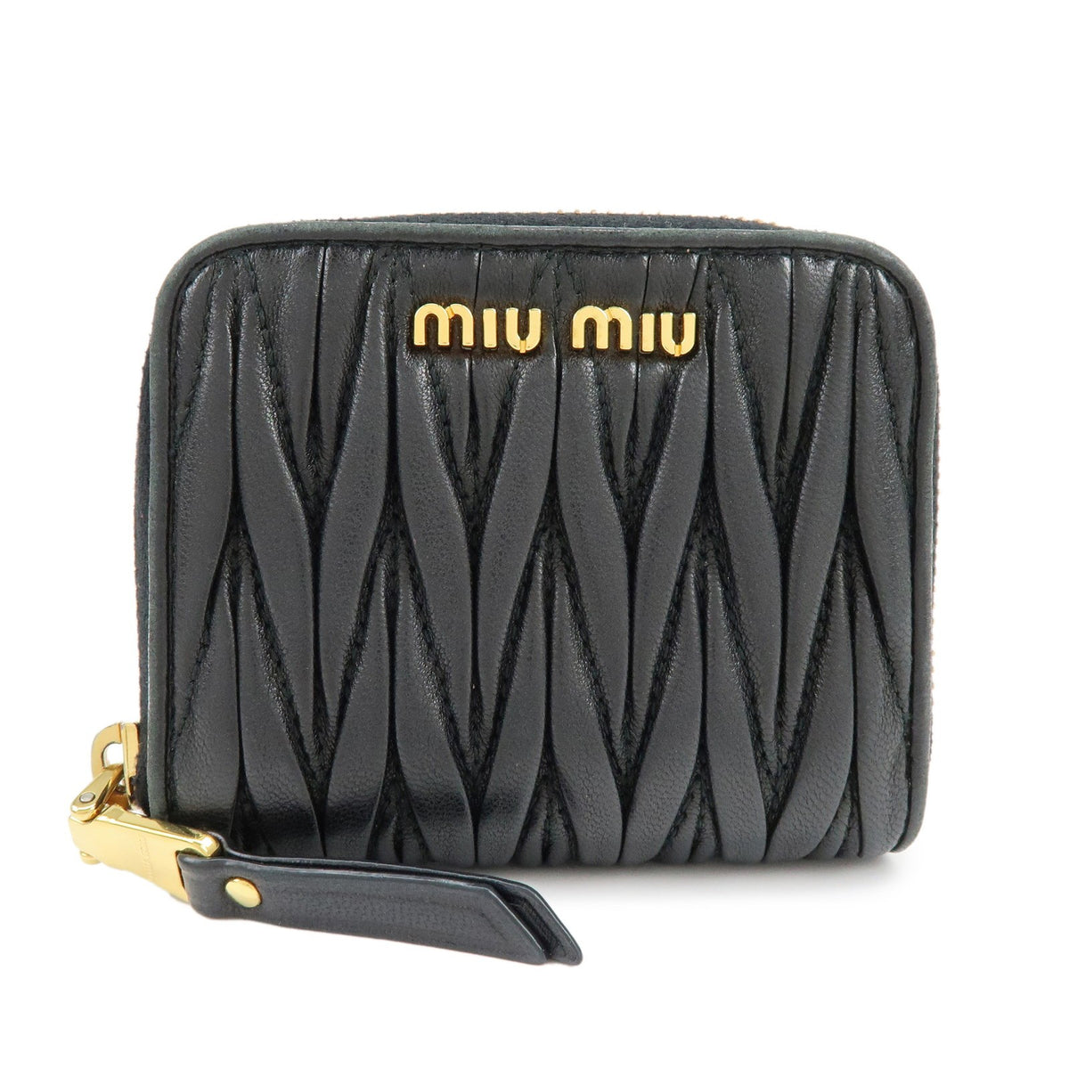 Miu Miu Zip Around Matelasse Leather Long