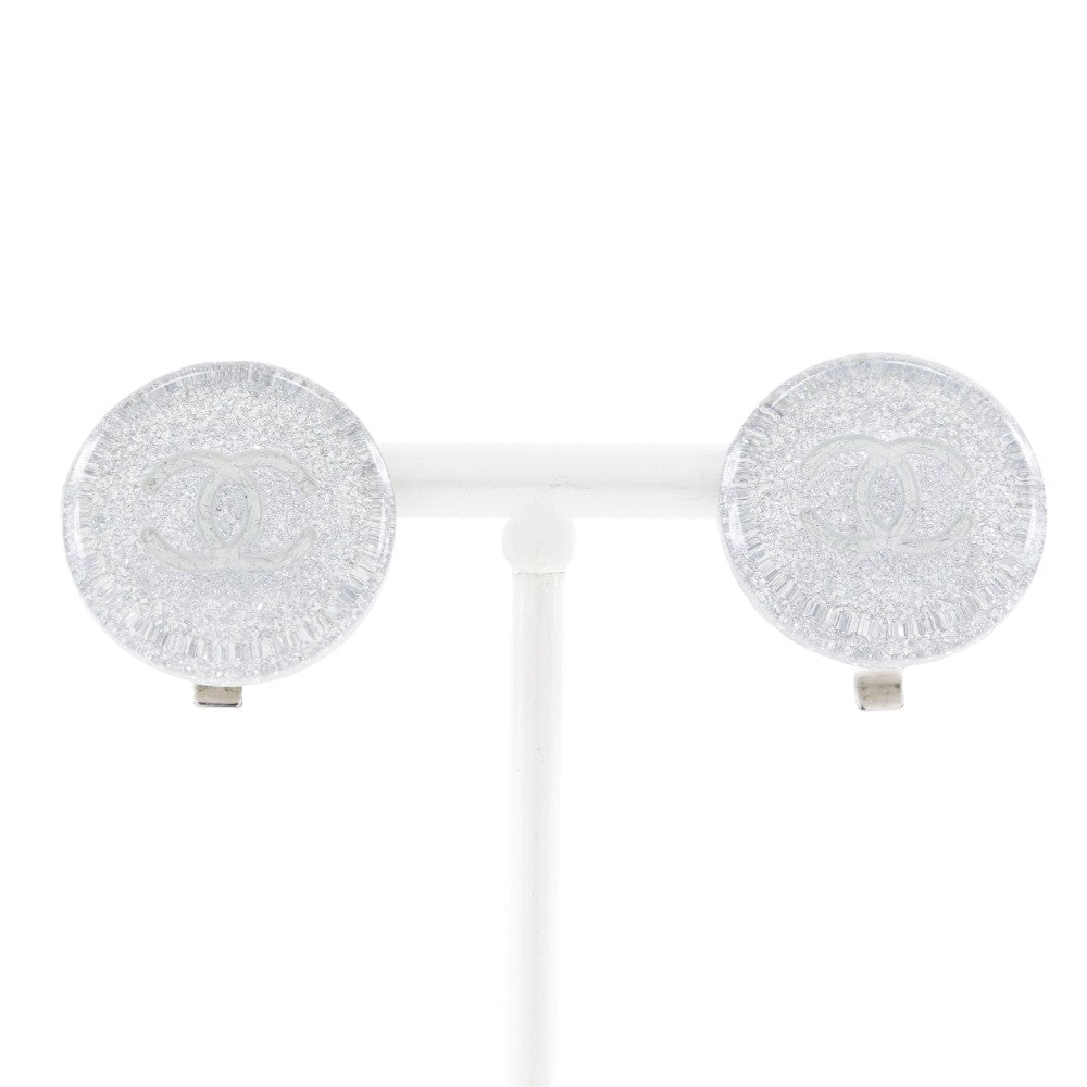Chanel CC Round Clip-On Earrings Glitter Resin Product Image