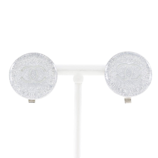 Chanel CC Round Clip-On Earrings Glitter Resin Product Image