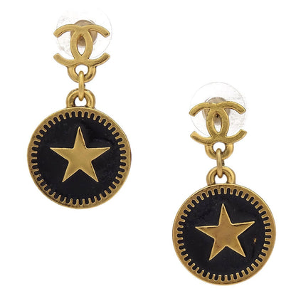 Chanel CC Star Round Drop Earrings Metal with Resin Product Image