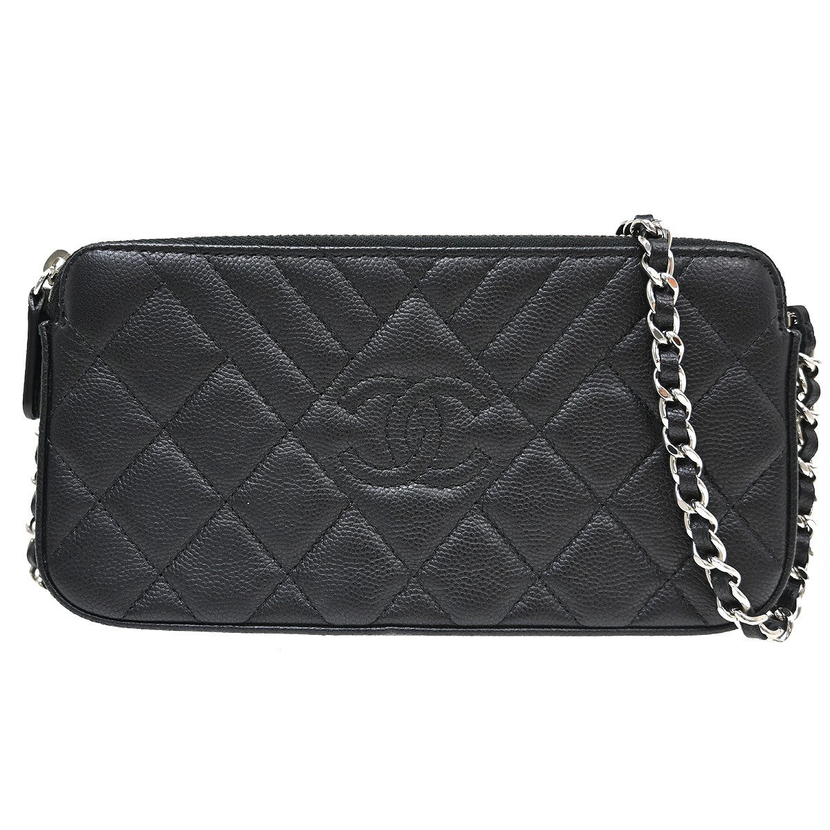 Chanel Diamond CC Double Zip Clutch with Chain Quilted Lambskin Product Image
