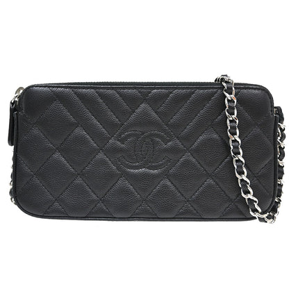 Chanel Diamond CC Double Zip Clutch with Chain Quilted Lambskin Product Image