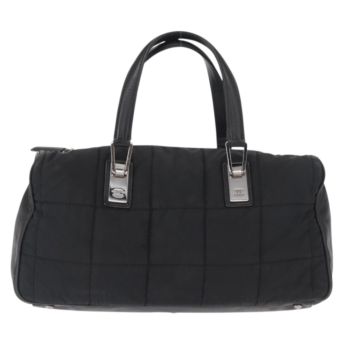 Chanel Square Stitch Boston Bag Quilted Nylon Large