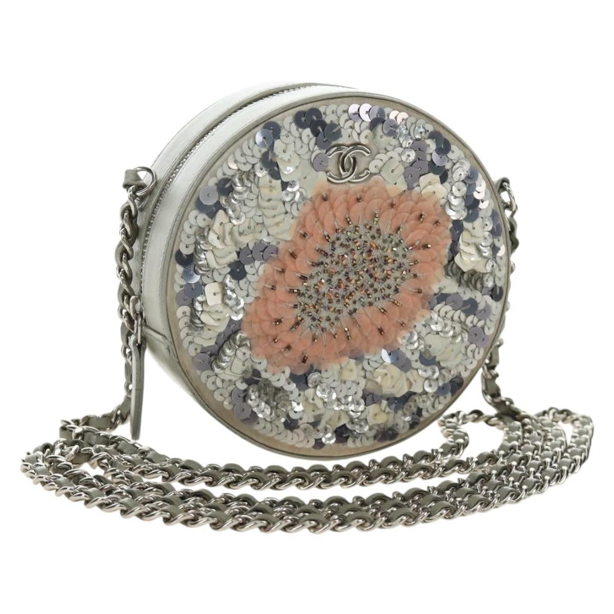 Chanel Round Clutch with Chain Sequins Mini