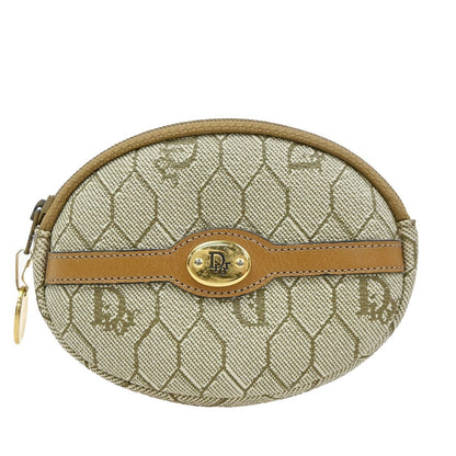 Christian Dior Honeycomb Zip Coin Purse Canvas and Leather Product Image