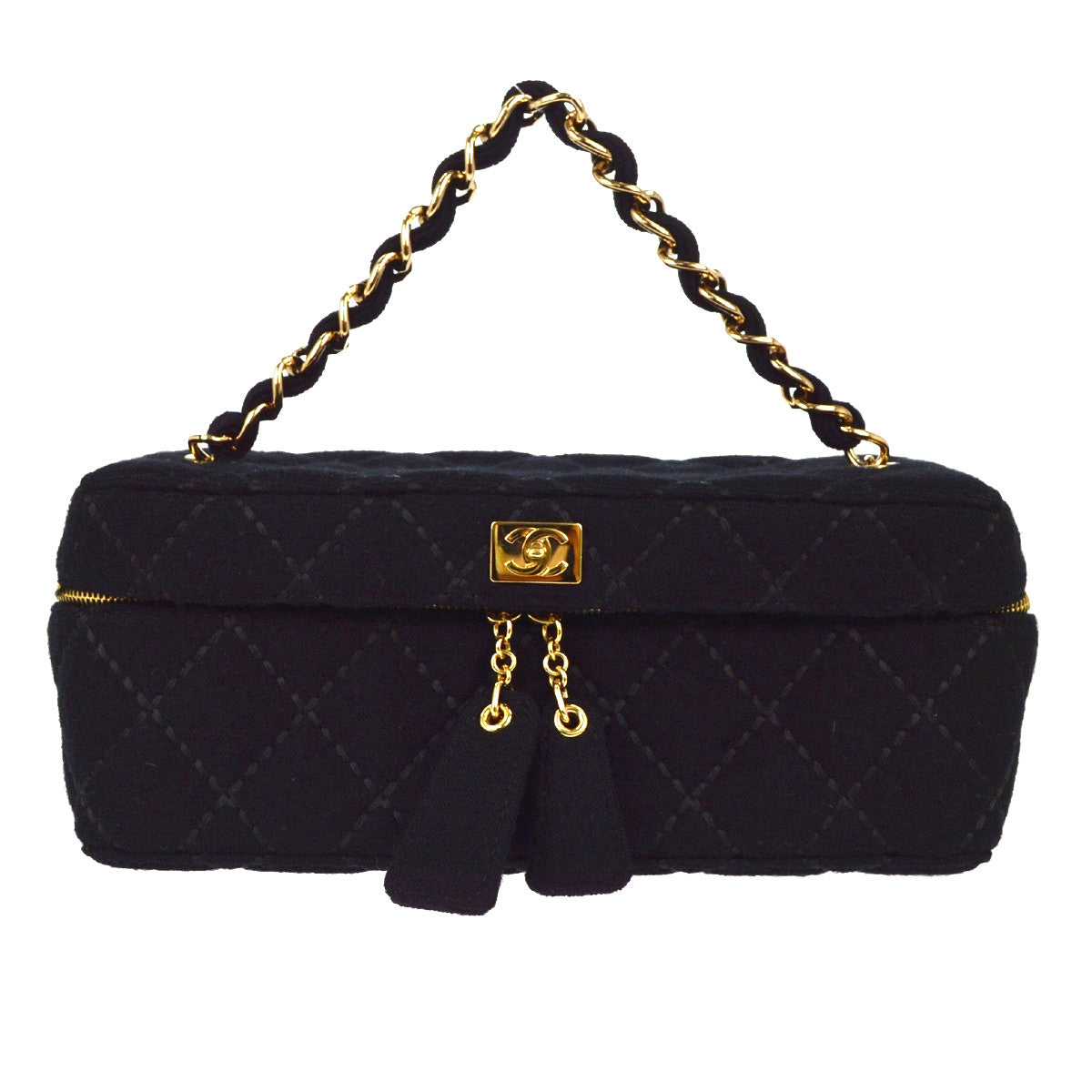 Chanel Vintage Cosmetic Case Quilted Fabric Small