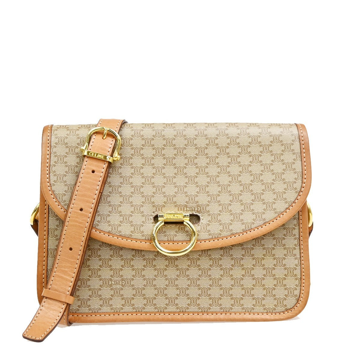 Celine Vintage Macadam Circle Logo Canvas and Leather Product Image