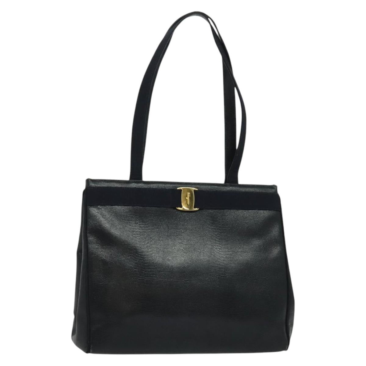 Salvatore Ferragamo Vintage Vara Bow Tote Lizard Embossed Leather Medium