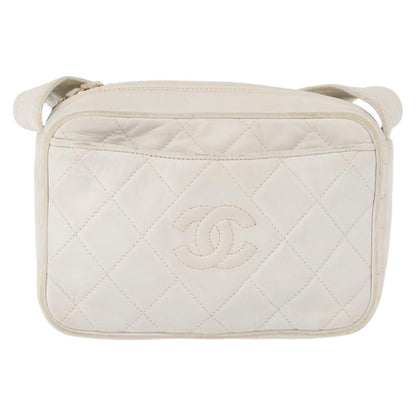 Chanel Vintage Diamond CC Slit Pocket Camera Bag Quilted Leather Small