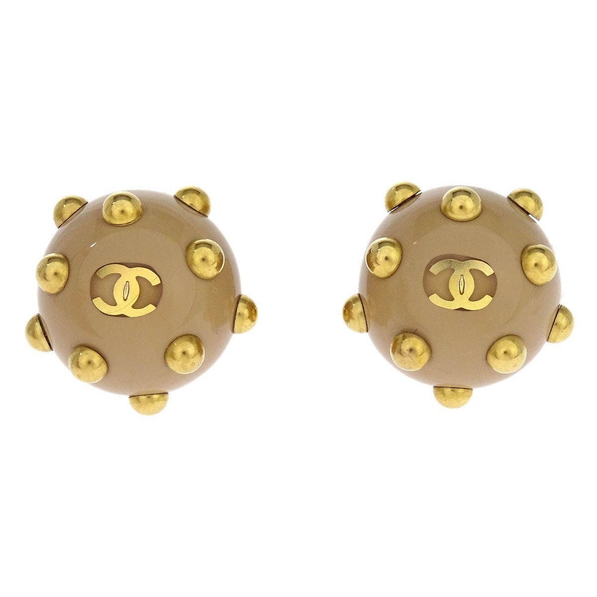 Chanel Vintage CC Round Cutout Clip-On Earrings Metal Product Image