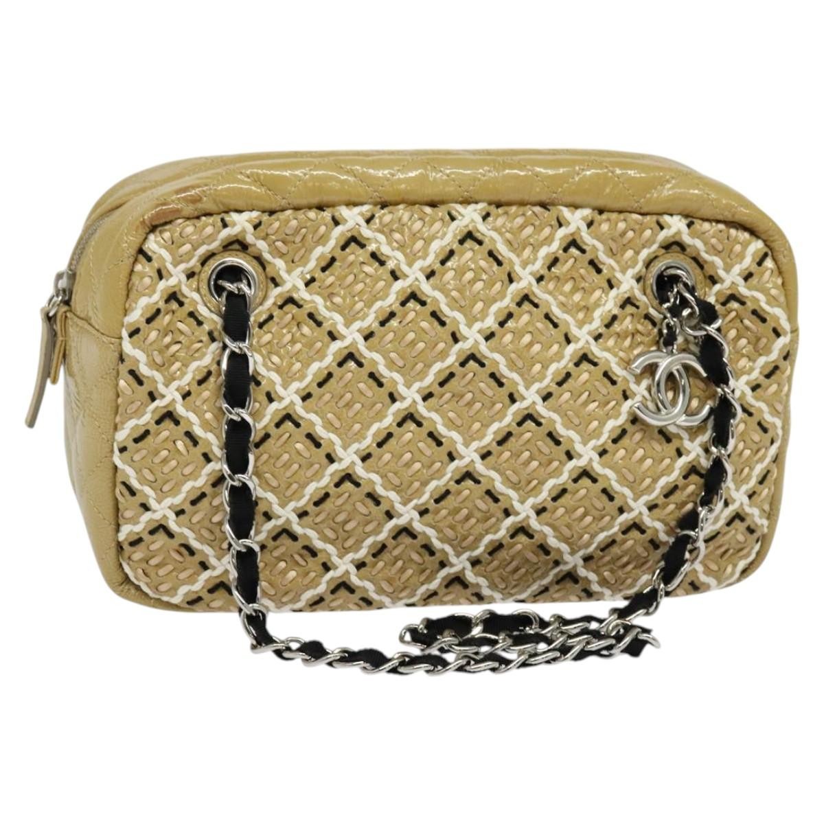 Chanel Camera Case Woven Stitch Patent Small