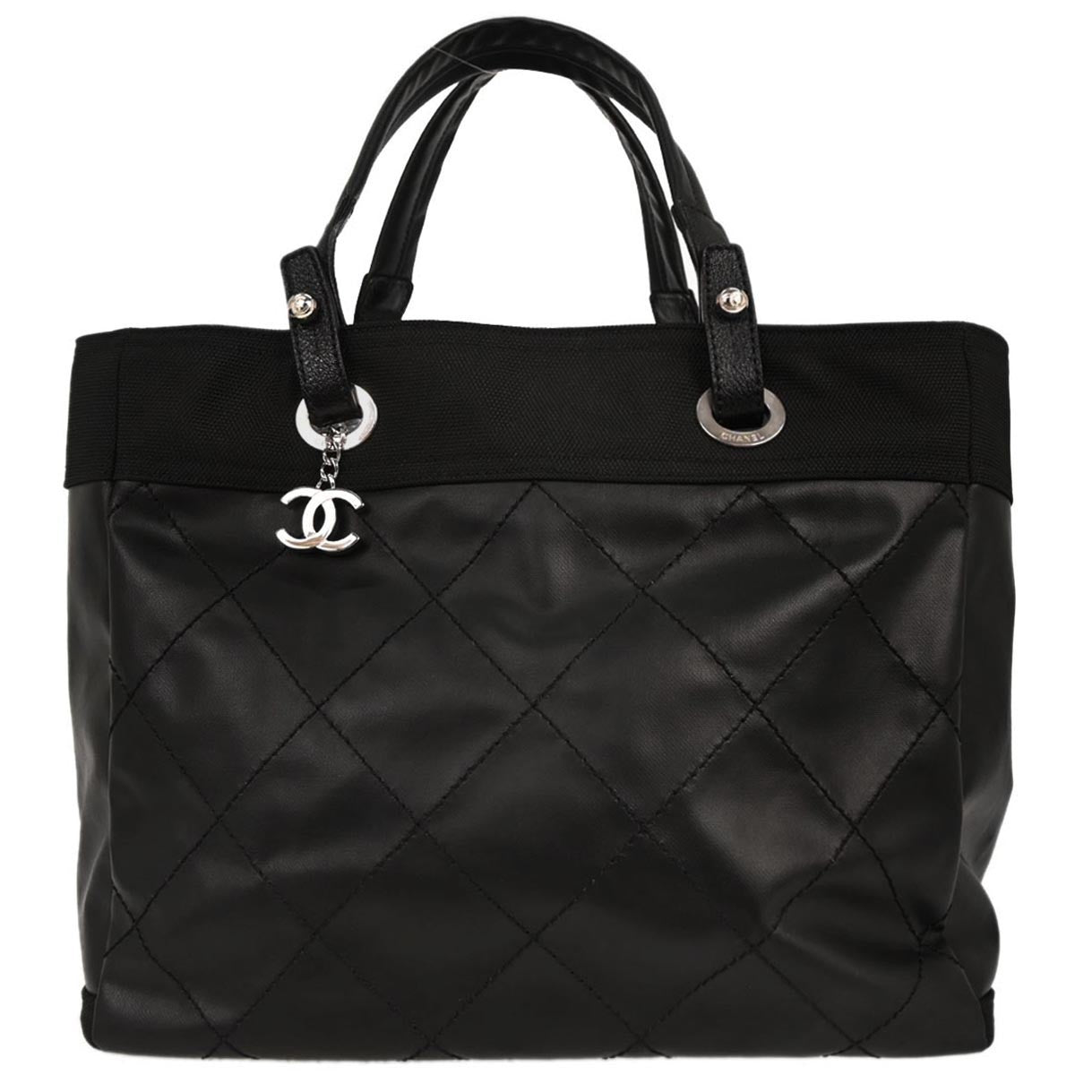 Chanel Biarritz Tote Quilted Coated Canvas Large