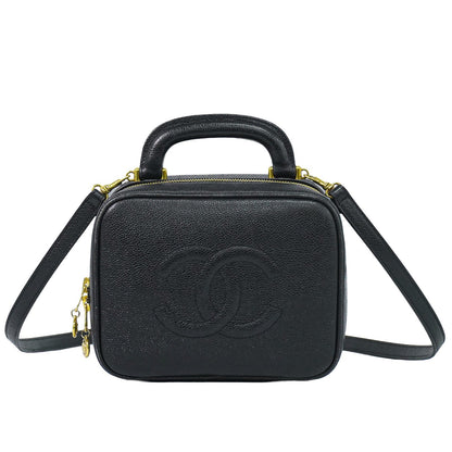 Chanel Vintage Timeless Zip Around Vanity Case Caviar Small