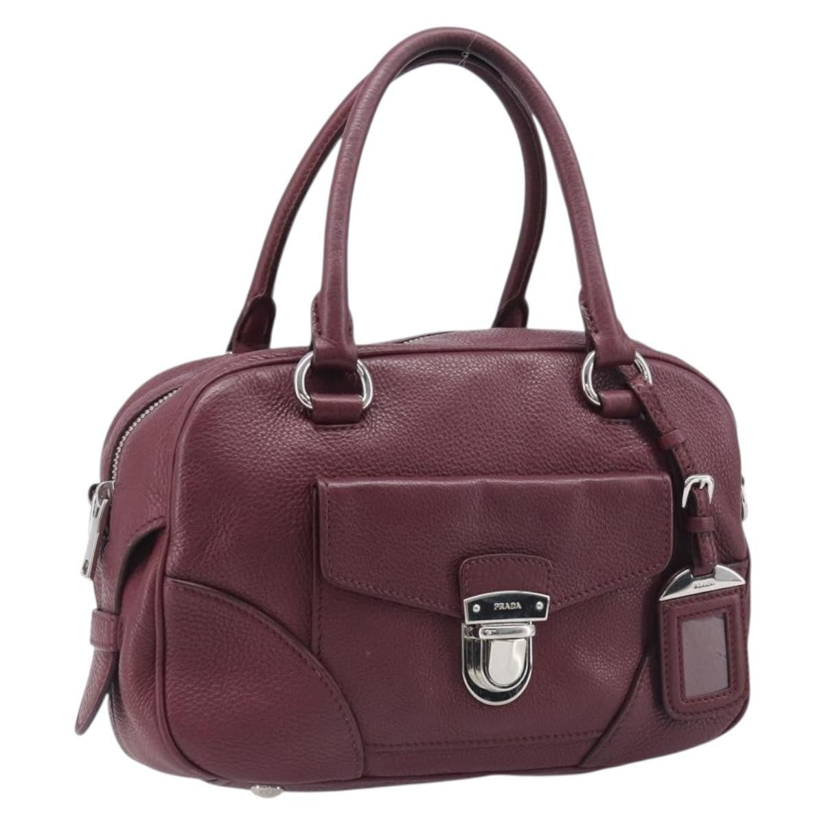 Prada Front Pocket Pushlock Convertible Boston Vitello Daino Small