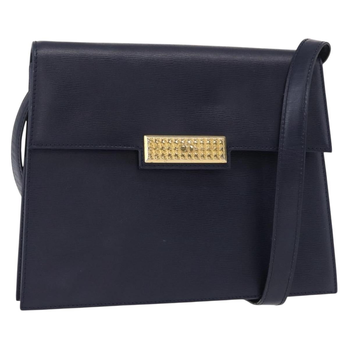 Christian Dior Vintage CD Flap Shoulder Bag Leather Medium