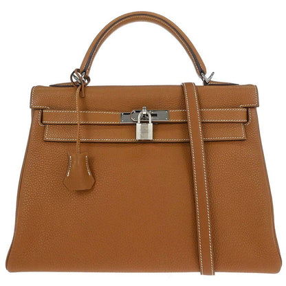 Hermes Kelly Handbag Brown Togo with Palladium Hardware 32