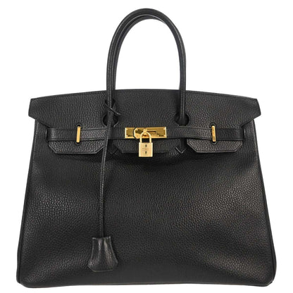 Hermes Birkin Handbag Black Ardennes with Gold Hardware 35