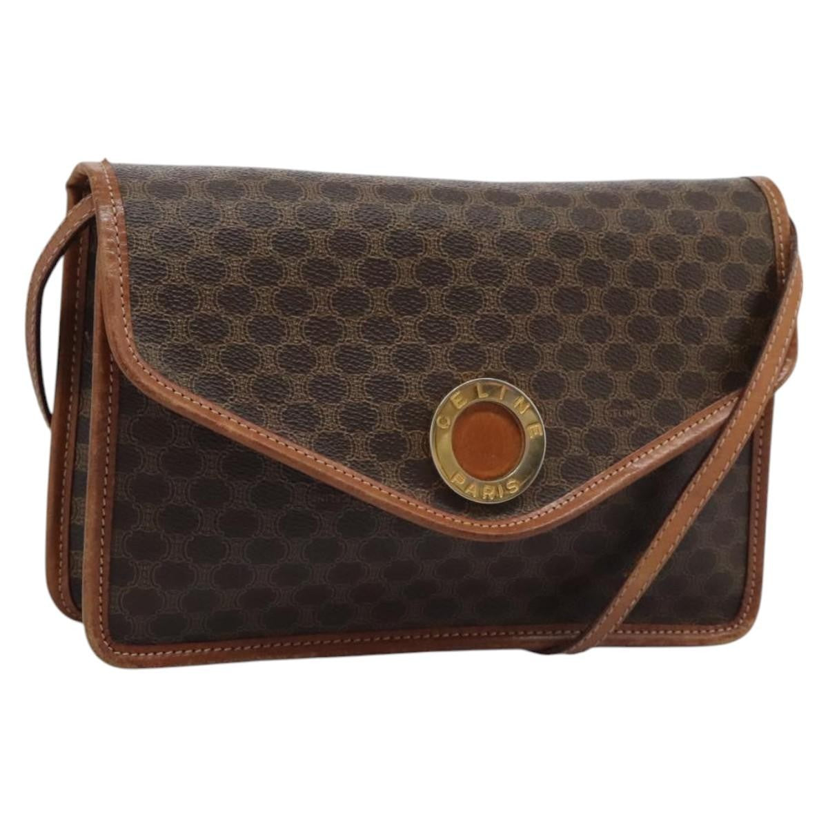 Celine Vintage Macadam Circle Logo Canvas and Leather Product Image