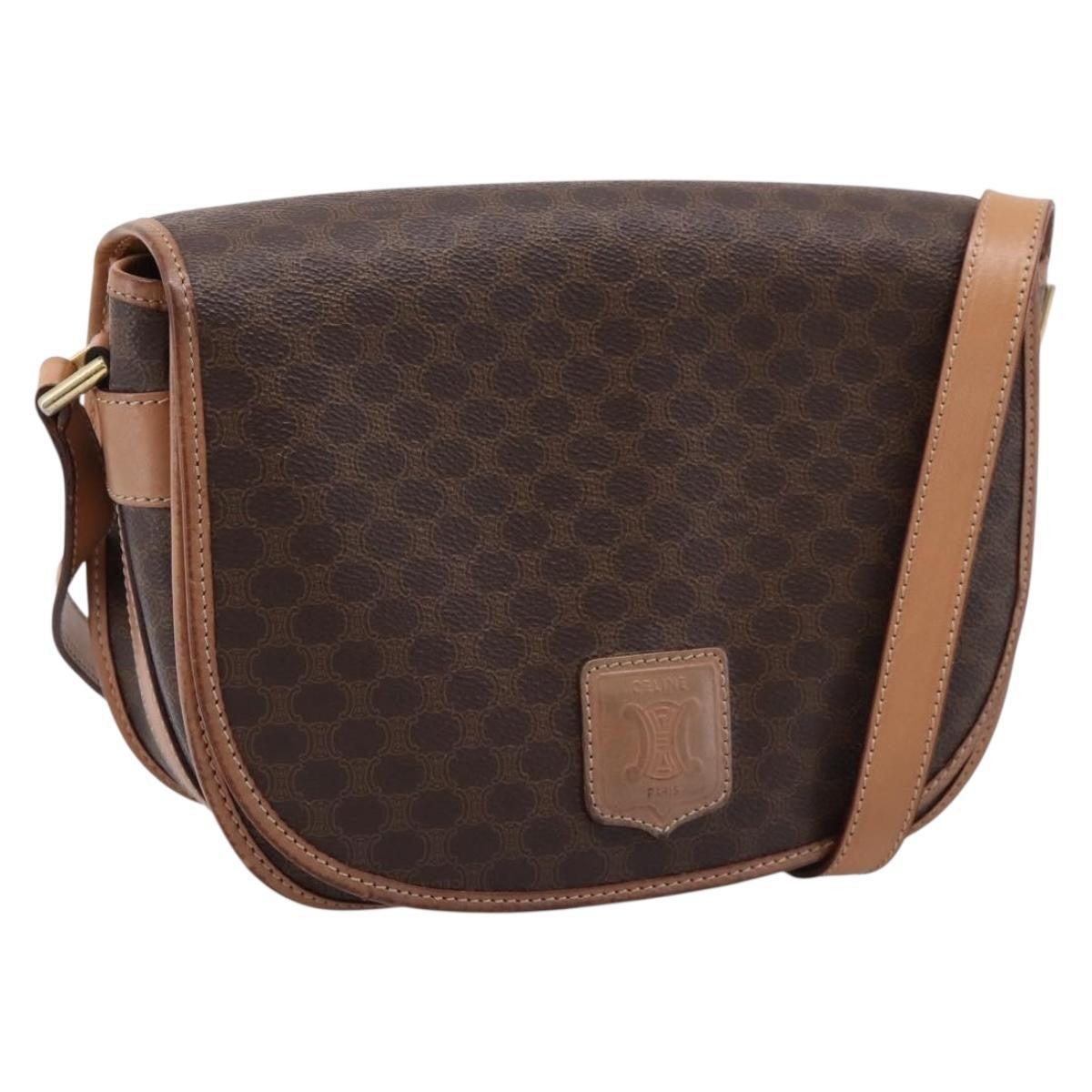 Celine Vintage Saddle Flap Macadam Coated Canvas Small