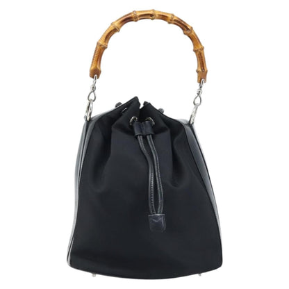 Gucci Vintage Bamboo Bucket Nylon and Leather Small