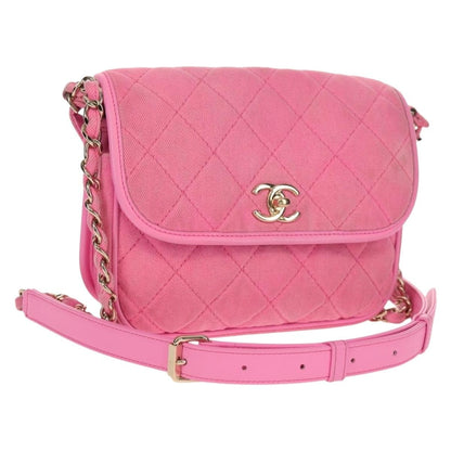 Chanel Flap Messenger Bag Quilted Denim Small