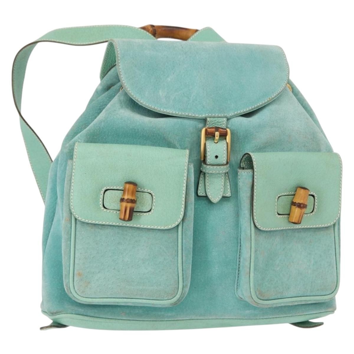 Gucci Vintage Bamboo Backpack Suede Medium