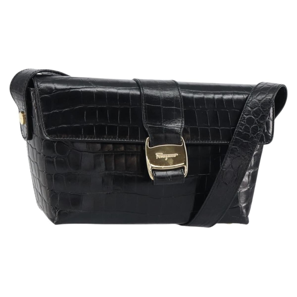 Salvatore Ferragamo Vala Shoulder Bag Embossed Leather Product Image