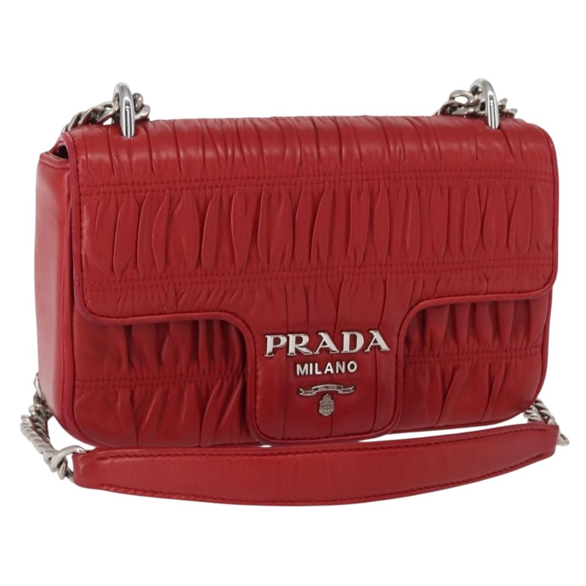 Prada Gaufre Chain Flap Shoulder Bag Nappa Leather Small