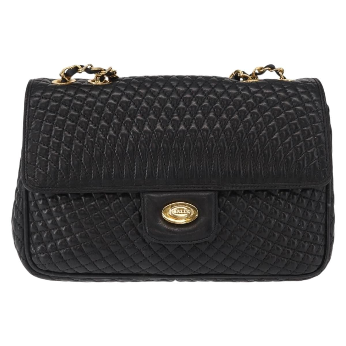 Bally Vintage Chain Shoulder Bag Quilted Leather Product Image
