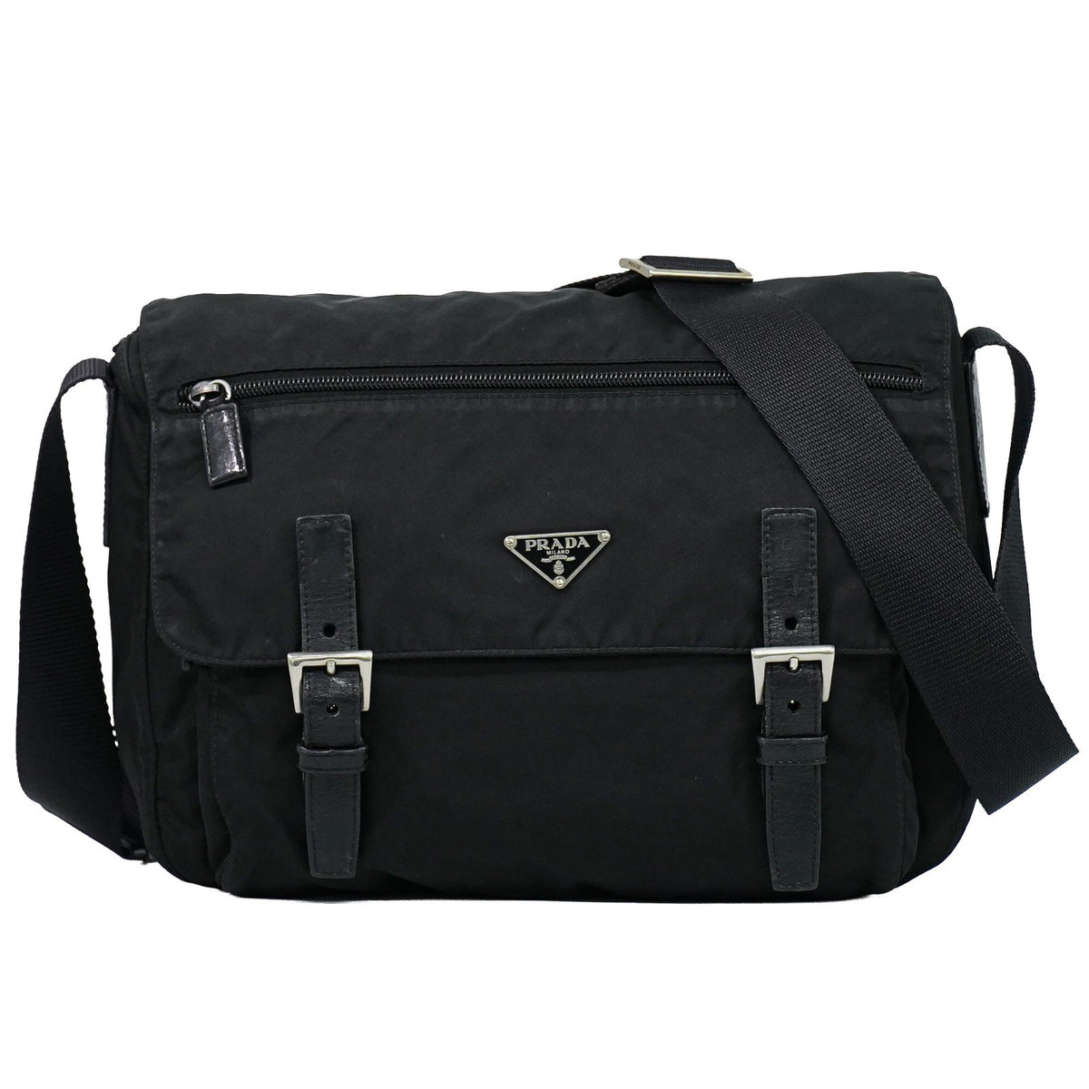 Prada Zip Buckle Messenger Tessuto Medium