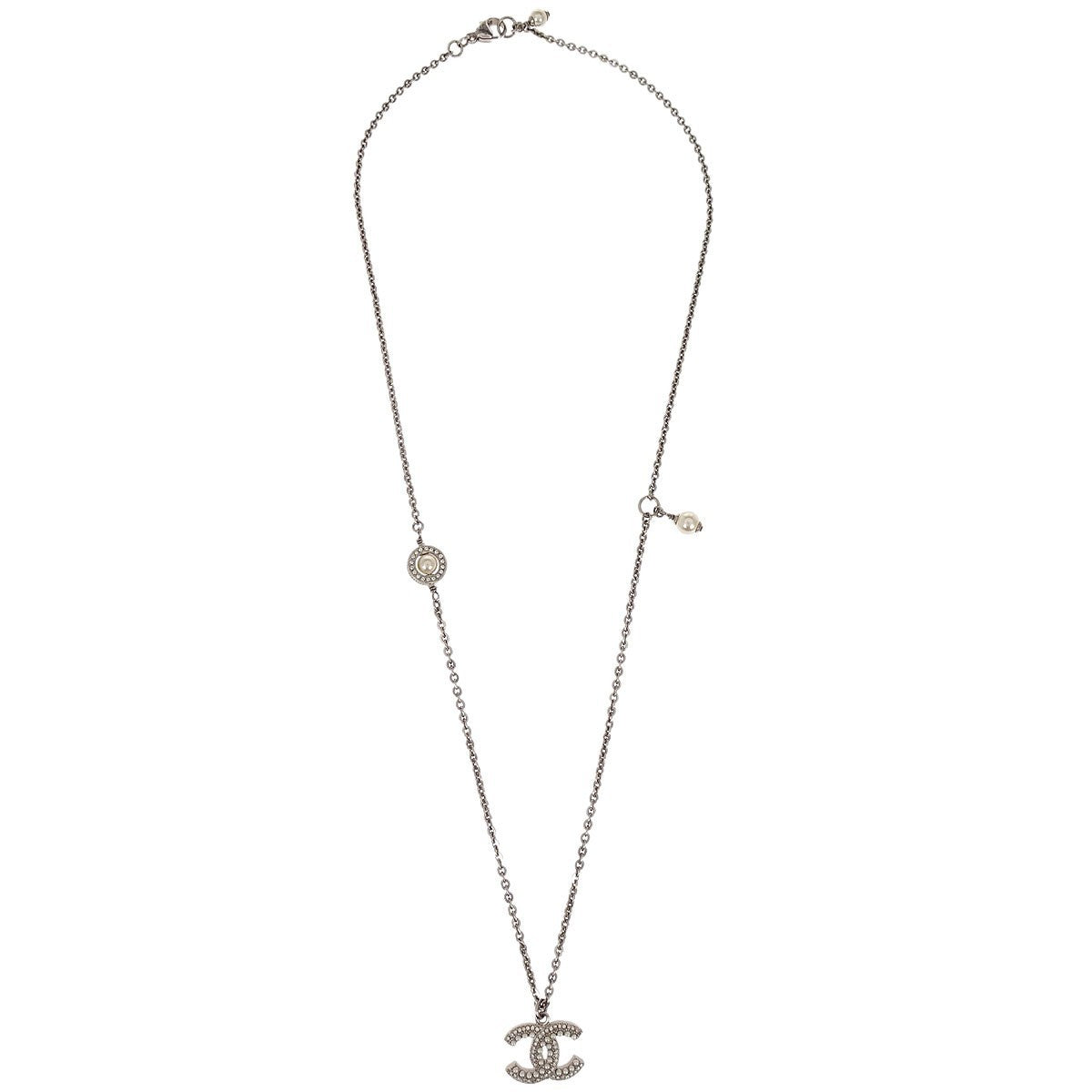 Chanel CC Chain Necklace Metal with Faux Pearls Product Image