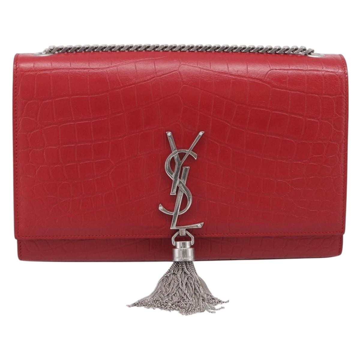 Saint Laurent Classic Monogram Crocodile Embossed Leather Medium