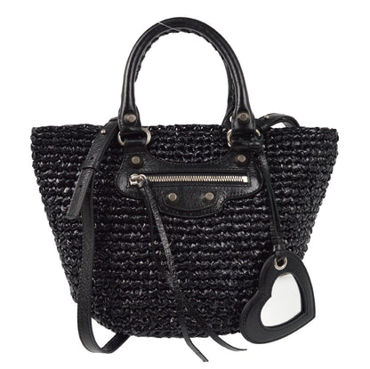 Balenciaga Le Cagole Panier Raffia with Leather Product Image