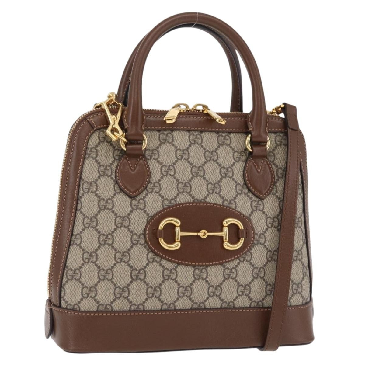 Gucci Horsebit 1955 Top Handle GG Coated Canvas with Leather Small