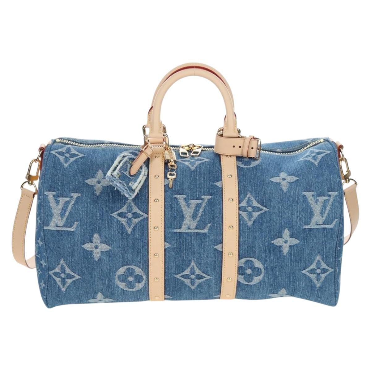 Louis Vuitton Keepall Bandouliere Limited Edition Monogram Watercolor Stripes Denim 50