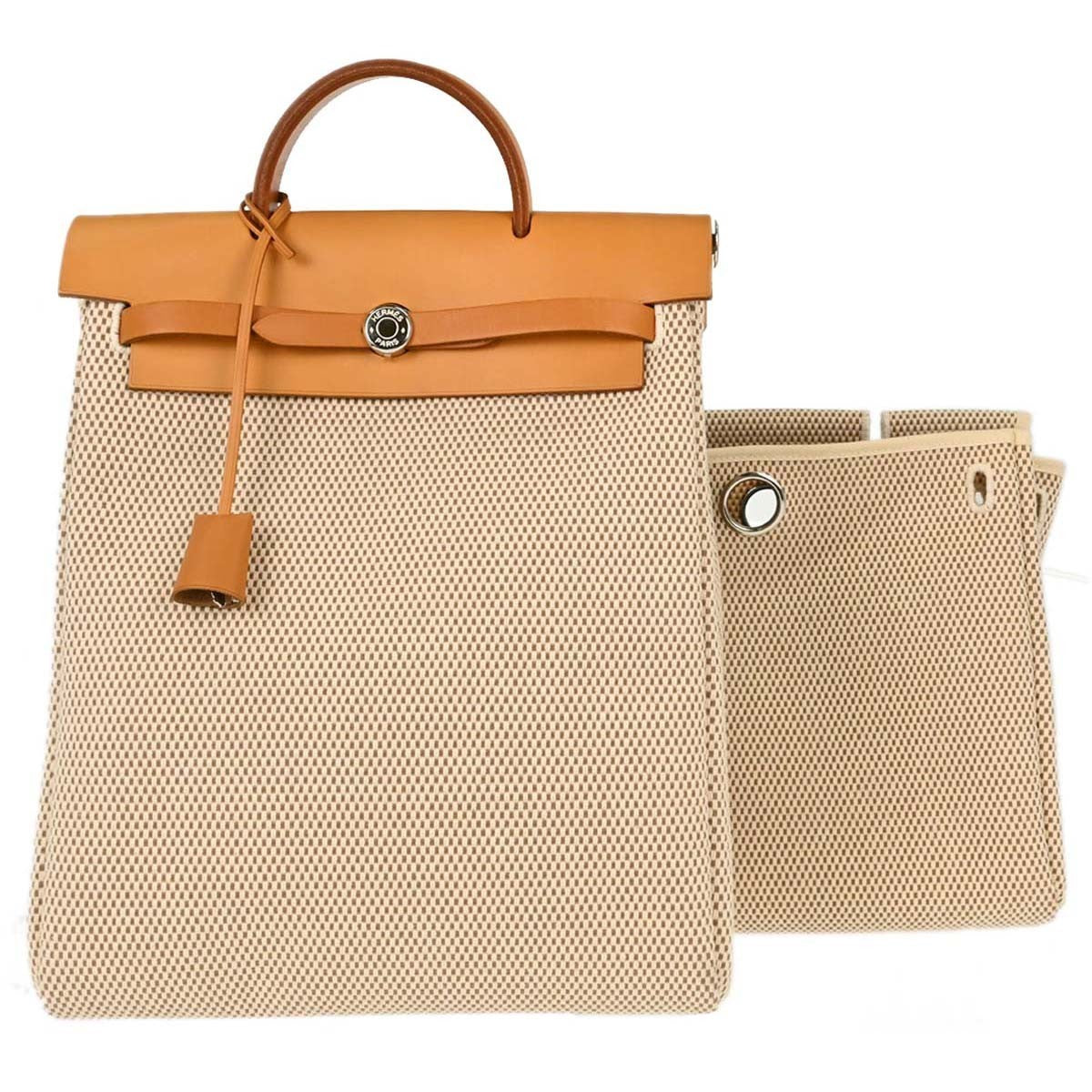 Hermes Vintage Herbag A Dos Toile and Leather GM