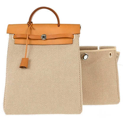 Hermes Vintage Herbag A Dos Toile and Leather GM