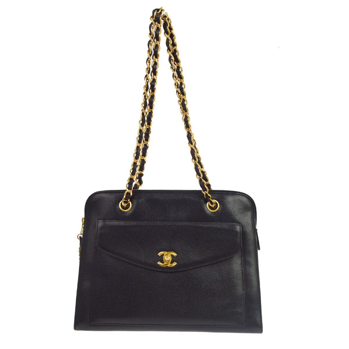 Chanel Vintage Front Pocket Quilted Caviar Medium