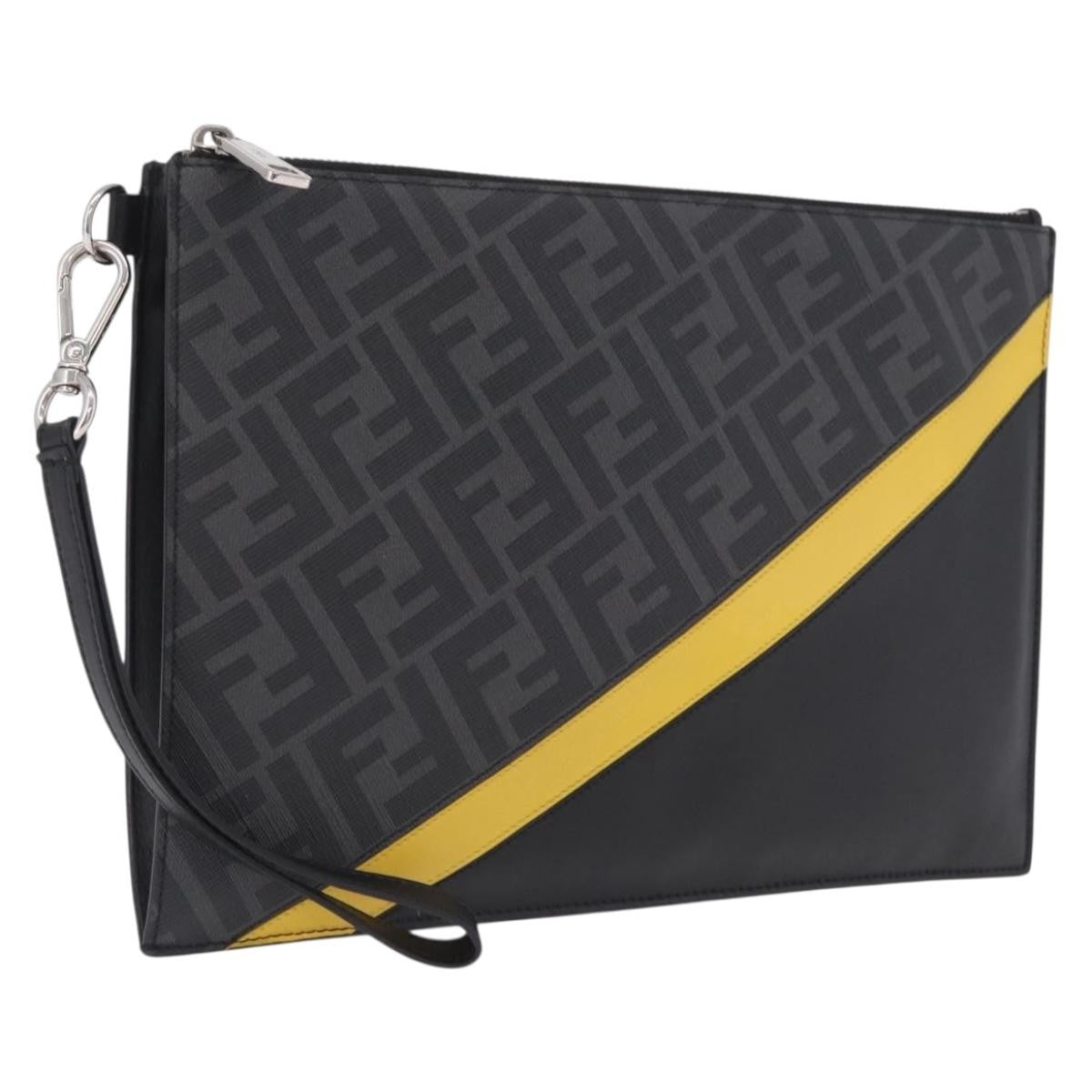 Fendi Zip Flat Wristlet Zucca Coated Canvas and Leather Medium