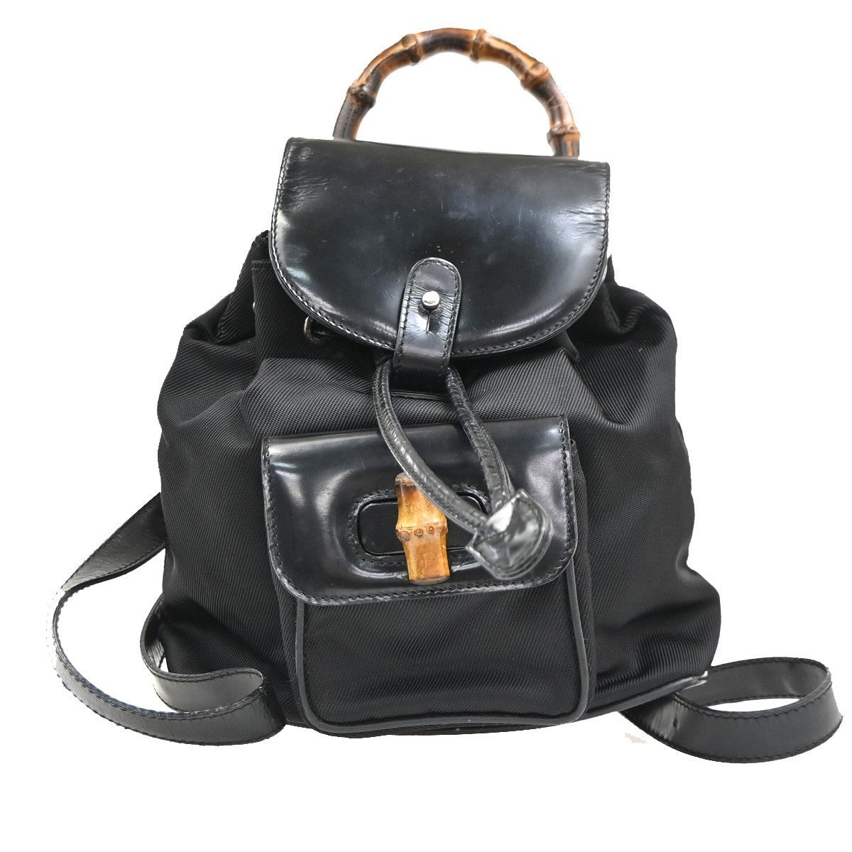 Gucci Vintage Bamboo Nylon and Patent Leather Mini