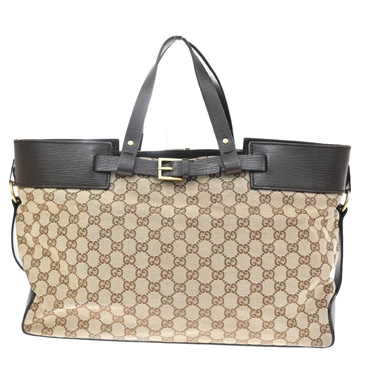 Gucci Belted Bucket GG Canvas with Leather East West