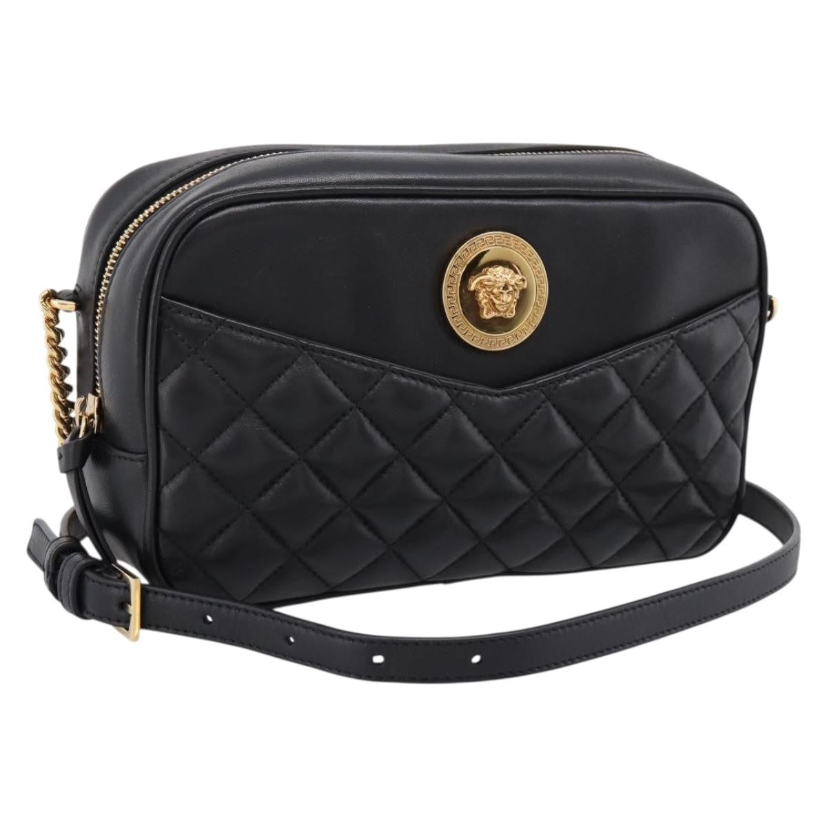 Versace Medusa Icon Front Slip Pocket Camera Quilted Leather Small