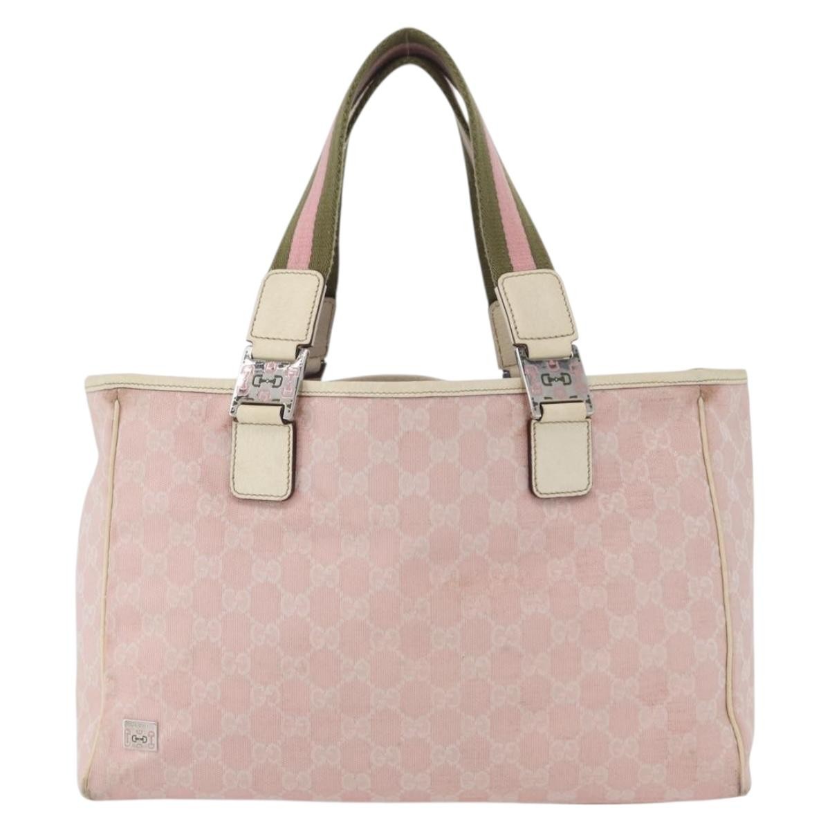 Gucci Web Handle Buckle Tote GG Canvas and leather Medium