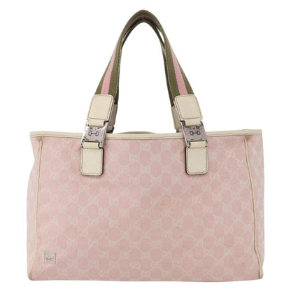 Gucci Web Handle Buckle Tote GG Canvas and leather Medium