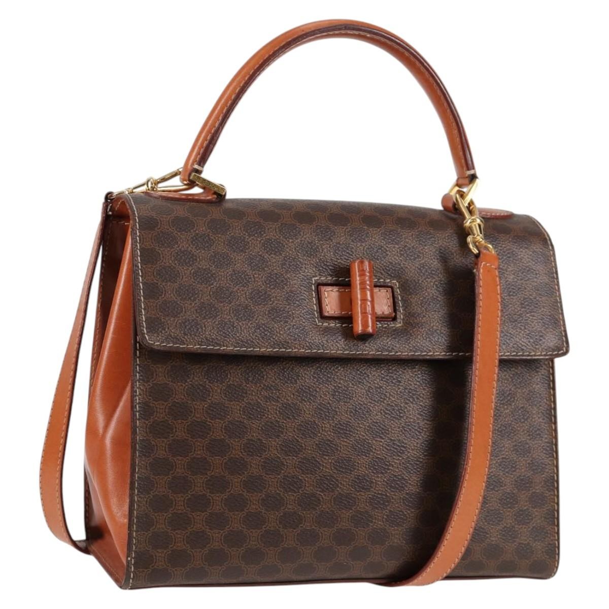 Celine Vintage Convertible Top Handle Macadam Coated Canvas Medium