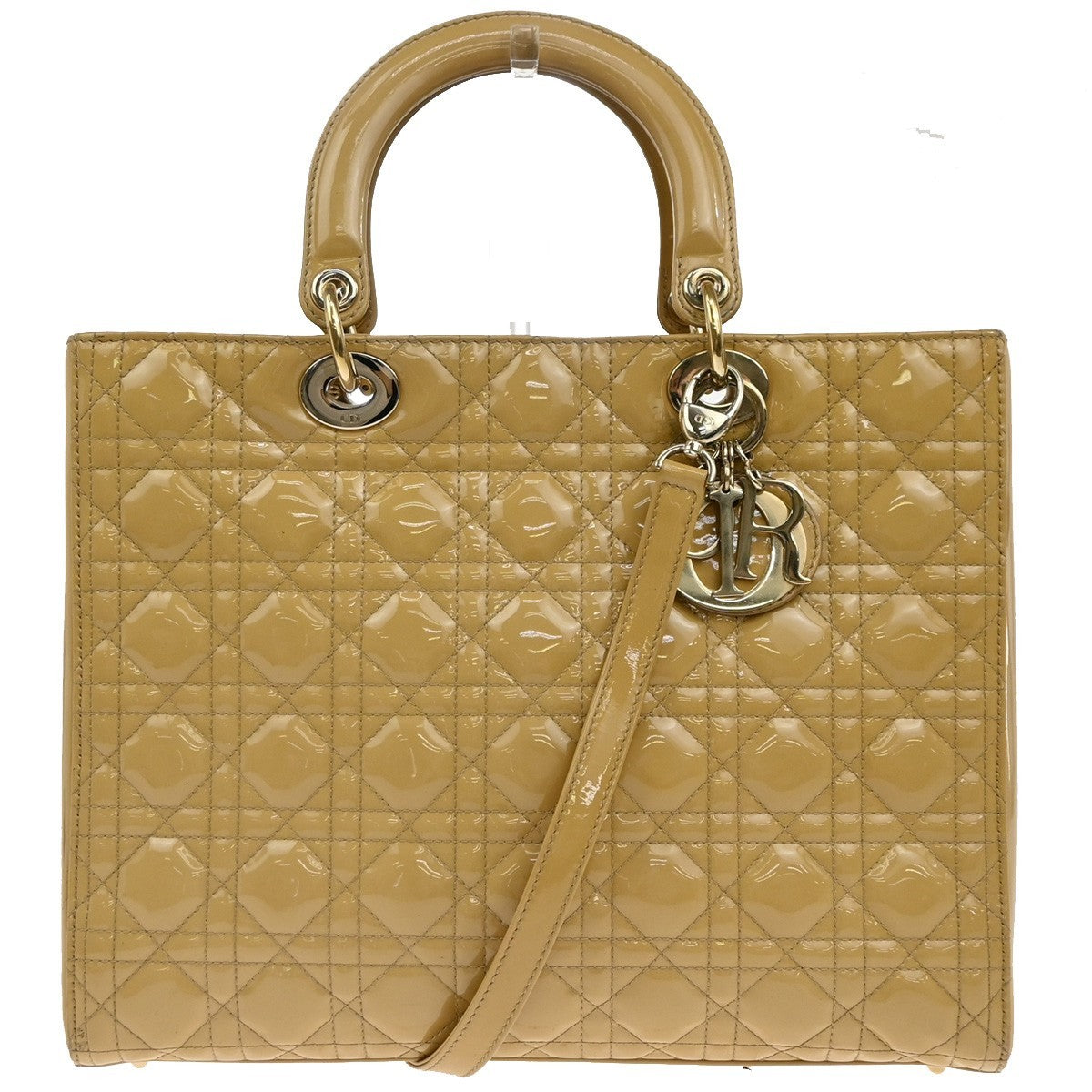 Christian Dior Lady Dior Cannage Quilt Patent Medium