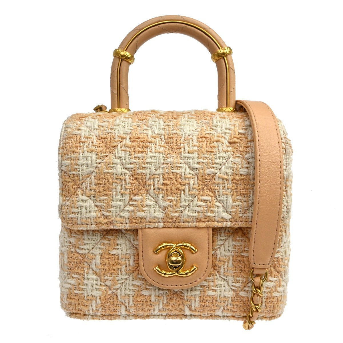 Chanel Crush Top Handle Flap Quilted Tweed Mini