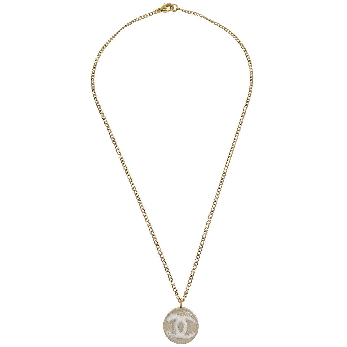 Chanel Vintage CC Round Pendant Choker Metal Product Image