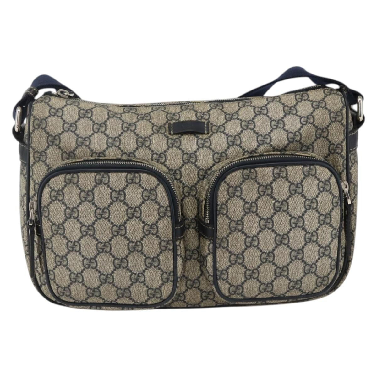 Gucci Double Pocket Messenger Bag GG Coated Canvas Large