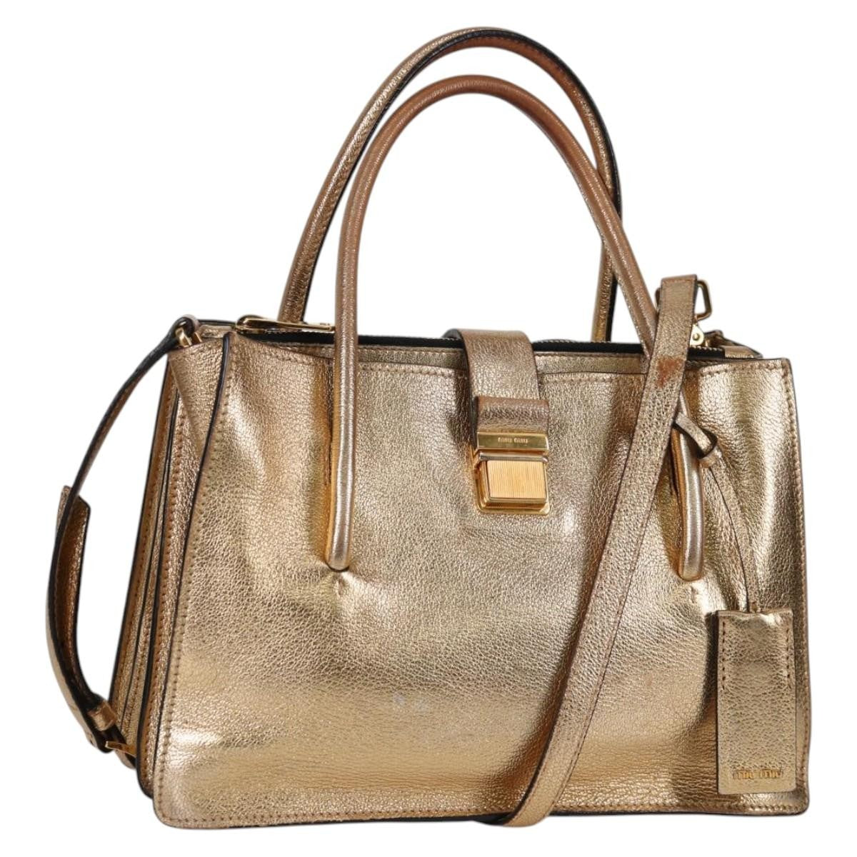 Miu Miu Madras Convertible Compartment Tote Leather Medium